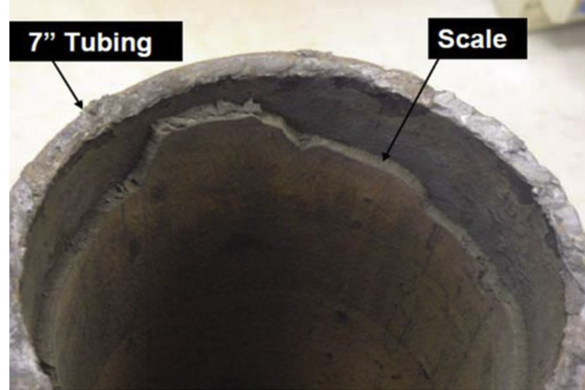 Oil Well tubing showing Scale formation in oil wells
